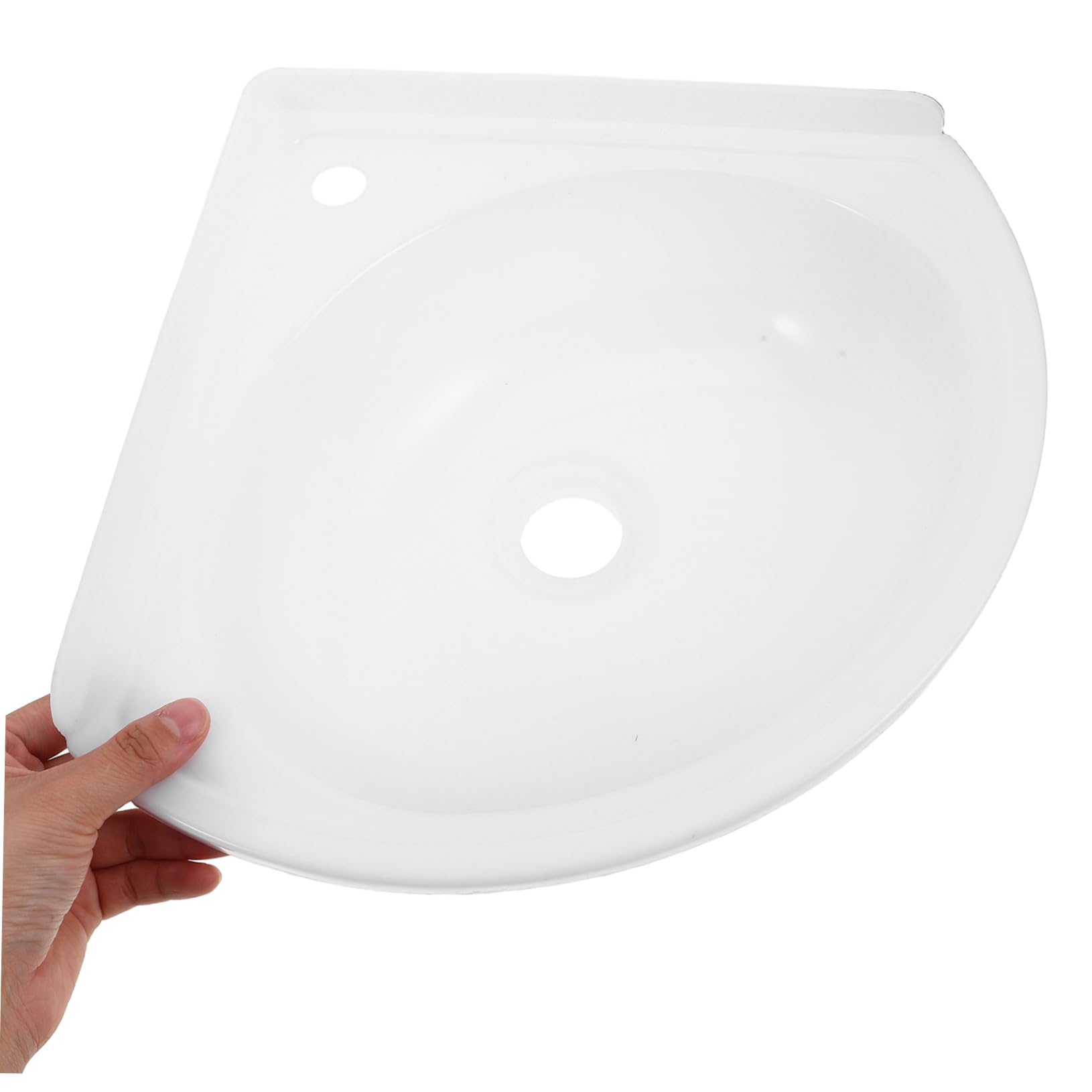 Kleines Dreieckiges Wandwaschbecken aus Kunststoff Platzsparendes Design Leicht zu Reinigen für Kleine Badezimmer und Terrassen mit Begrenztem Platz Zufälliger Stil