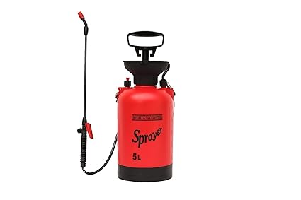 STOIC 5L Pressure Sprayer with Built in Measuring Scale Pressure Release Valve Adjustable Nozzle for Mist and Continuous Spray for Gardening and Pest Control Hand Powered (Red)