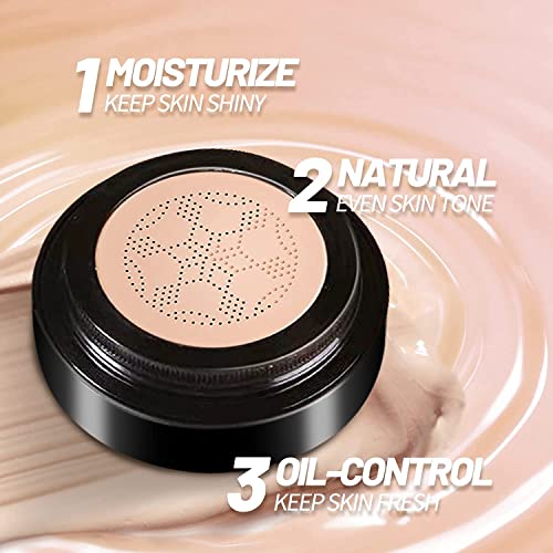 Mushroom Head Air Cushion CC Cream Foundation Concealer Nude Makeup Moisturizing Brightening Pigment Liquid Foundation, Skin Tone Makeup Base BB Volle Deckkraft für Make-up (Natürlich B)