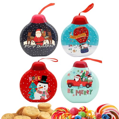 Husoiuy Botes De Galletas Con Tapas - 4 Piezas Reutilizable Temático Festivo Navideño | Latas Para Repostería Y Pasteles Festivos | Para Cocina Cumpleaños Aula Pastel Magdalena Pastelería Chocolate