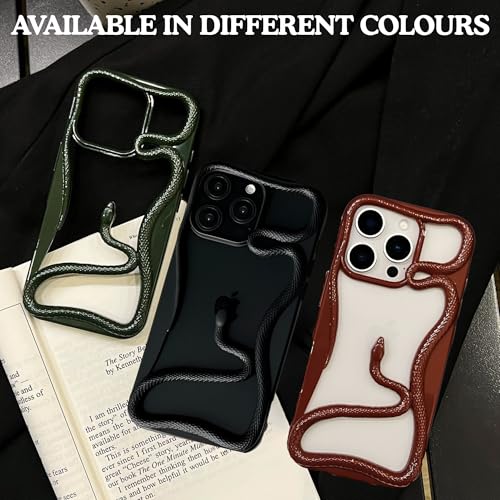 Image of Kraptick Slim iPhone 16 Pro Case - Thermoplastic Mobile Cover with Hollow Snake Design Phone Case Lightweight, Durable & Stylish Fit for iPhone 16 Pro -(Matte Green)