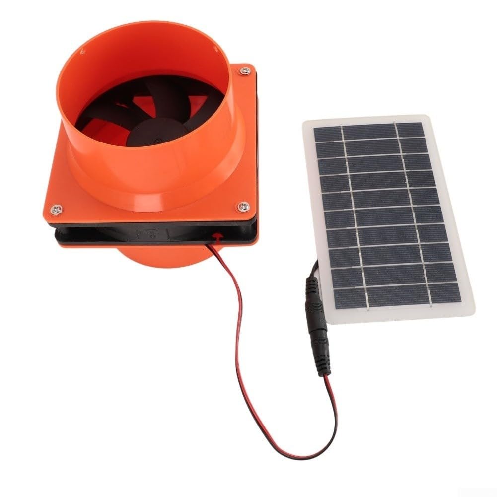 10 W 12 V Solar-Abluftventilator-Set mit ABS-Solarpanel für runde Luftkanäle in Dachböden, Gewächshäusern, Wohnmobilen, Booten