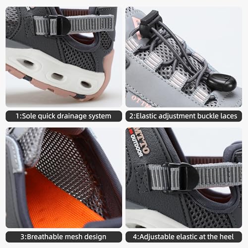 Image of HUMTTO Women's Amphibious Water Shoes - Closed Toe Hiking Sandals Summer Outdoor Water Sandal Non-Slip River Shoes Quick Drying Aqua Shoe