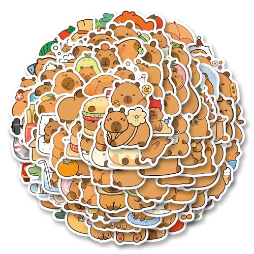 300Pcs Cpybara Stickers Cute Cartoon Animal Sticker Kawaii Aesthetics Stickers Pack Vinyl for Laptop Water Bottle Skateboard Scrapbooking Party Favors
