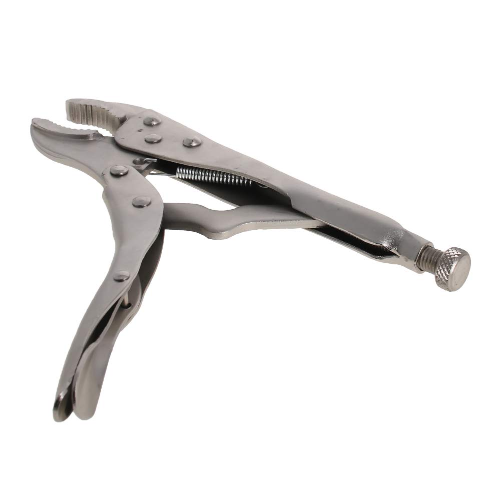 Utoolmart 25,4 cm gebogene Klemmzange 45 Stahl C Clip Zange gerade Schraubstock Griff runde flache Nase Multifunktionszange verstellbar mit leichtem Griff Rundmundzange 3 Stück