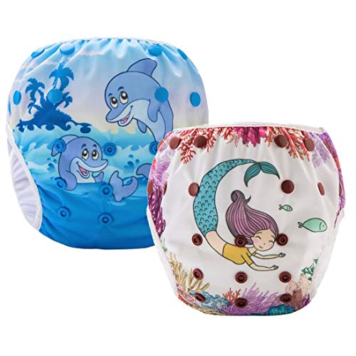Pannolini Piscina Costume Contenitivo Neonato Bambino Riutilizzabili Pannolini da Nuoto Mare E Piscina Baby Slip Cover Lavabile Spiaggia Costumino Bimba Set 2