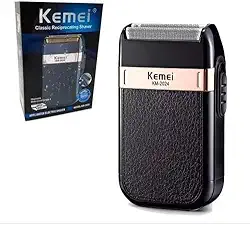 Maquina Barbeador Kemei Shaver Km2024 Bivolt Preto Recarregável 2 Lâmina Unissex Adultos Moderno