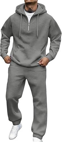 ASUIU Men Track Suits 2 Piece 1/4 Zip Hoodie and Sweatpants Set Sweat Suits