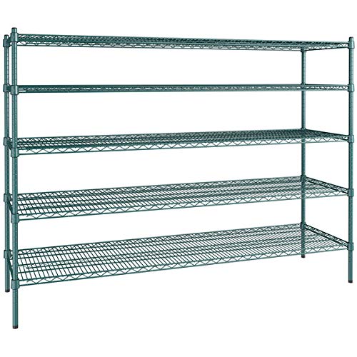 Zedfire 21" x 72" NSF Green Epoxy 5-Shelf Kit with 54" Posts, Heavy Duty Storage Shelving, Wire Shelving Kit, NSF Commercial Storage Rack Unit