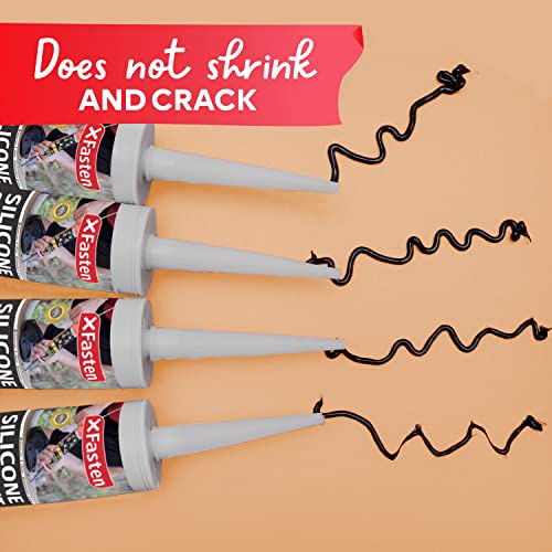 Xfasten Silicone Sealant Waterproof Black Cartridge, 10.1 Oz (8-Pack) Black Caulking Silicone Adhesive Sealant Cartridge For Rv, General Use, Window, Door, Glass, Automotive Leak Sealing #TOP4