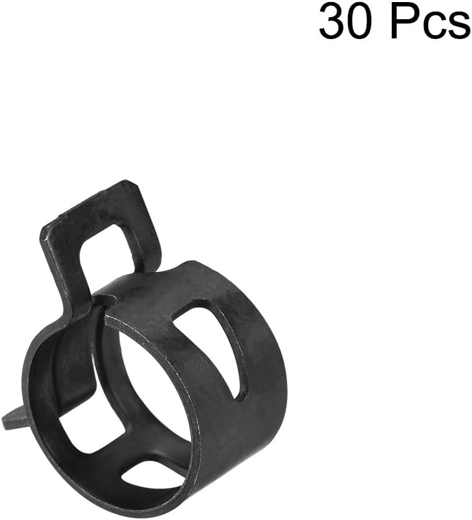 uxcell Steel Band Clamp 16mm Inner Dia Fit 16.5-17.2mm OD Hose Spring Band Type Action Fuel Line Silicone Tube Clip Clamp Black 30Pcs - Image 3