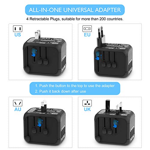 Universal Travel Adapter, All-in-one International Power Adapter with 2.4A Dual USB, Europe Adapter Travel Power Adapter… - Image 4