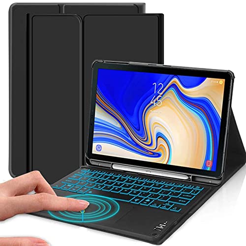 QYiiD Touchpad Galaxy Tab S4 10.5 2018 Model SM-T830/T835/T837 Keyboard Case, 7 Color Backlight Detachable Keyboard Multi-Angles Stand Protective Cover with S Pen Holder for Galaxy Tab S4 10.5