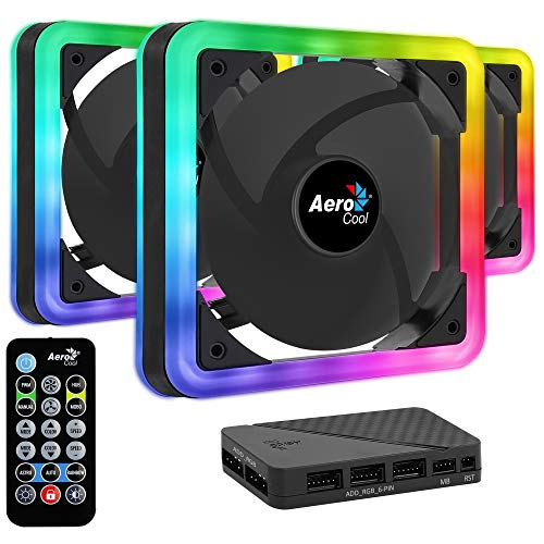 Aerocool, EDGE, 3 ventiladores, iluminación RGB, aspas curvas, antivibración