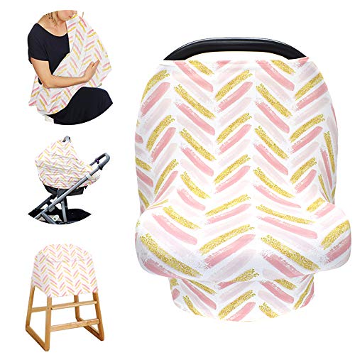Image of Stretchy Baby Car Seat Cover for Baby Boys and Girls,Multiuse - Nursing Breastfeeding Covers,Shopping Cart/High Chair/Stroller Covers,Infinity Scarf,Car Seat Canopies