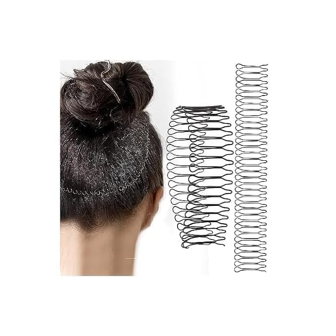 U Shape Hair Finishing Fixer Comb, 10 cm Bobby Bangs Holder Styling Tools Stretchable Hair Pin U Shape Wavy Clips Spring Headband Circle Styling Black Pins Bun Hair Pins for Women Girl