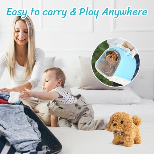 KBIBCK Hund Spielzeug Kinder, Elektronisches Haustier Hund mit Leine Spielzeug Kinder, Spielzeug Hunds der Läuft und Bellt, Interaktives Haustier Hunds Geschenk für Kinder Mädchen 3 4 5 6 7 8 9 Jahre