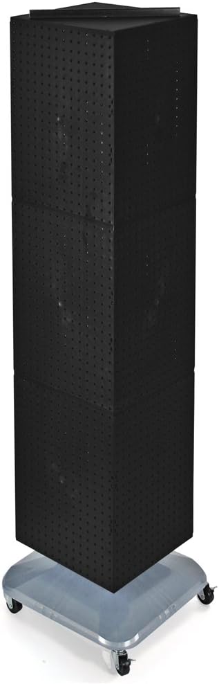Azar Displays701465-BLK Standard Four-Sided Interlocking Pegboard Floor Display, Black