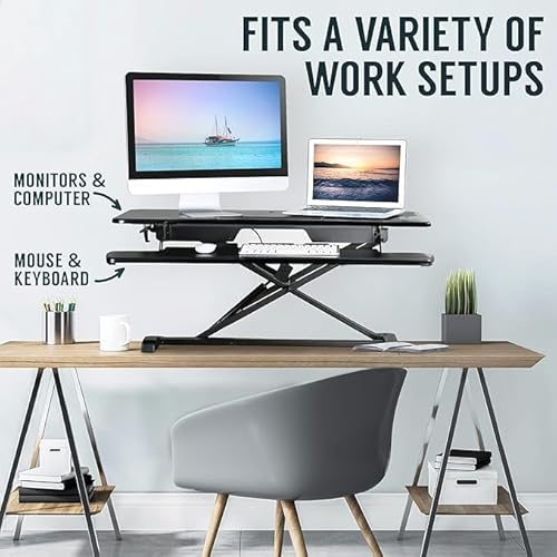 image for TechOrbits OF-S06-2 Desk Converter-37-inch Height Adjustable, MDF Wood