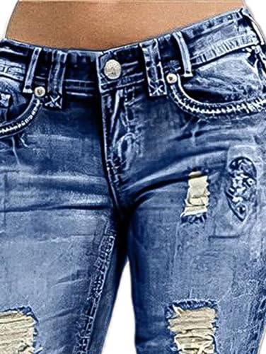 Flamingals Bootcut Jeans for Women Low Rise Stretchy Ripped Skinny Jeans Distressed Wash Western Jeans Trendy Denim Jeans4