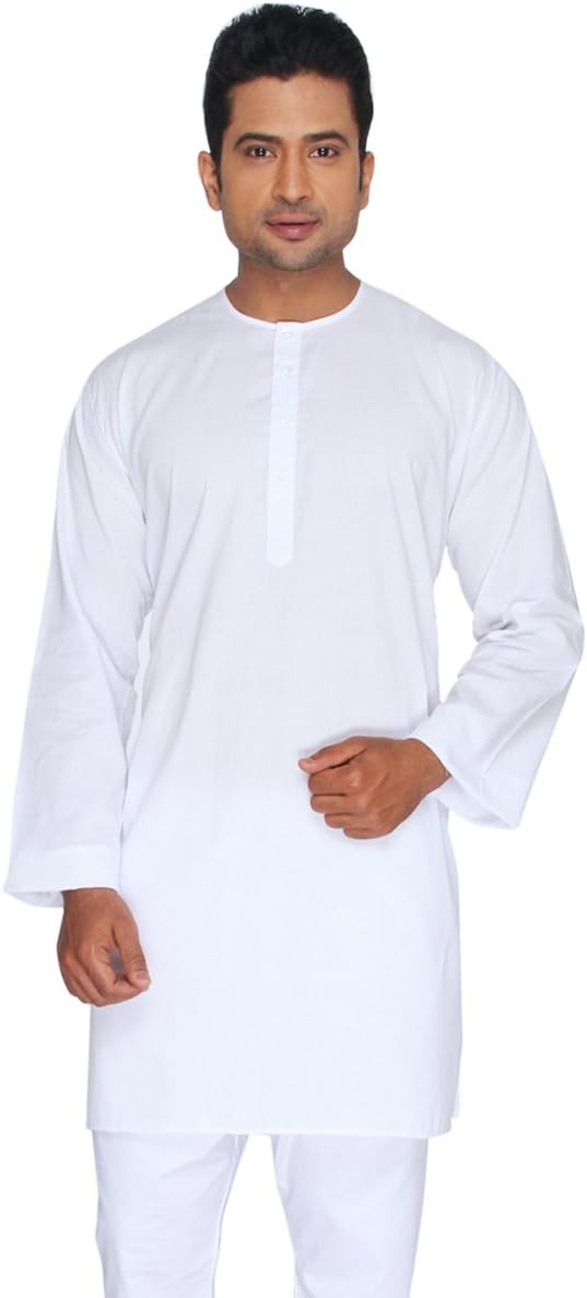 Rajubhai Hargovindas White SuperFine Cotton Kurta (Round Collar)
