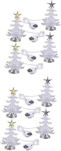 Miniatura 1 de DOITOOL Lámpara de escritorio de acrílico USB, 8 unidades, luz para árbol de Navidad, mini árbol de Navidad, mesa de árbol de Navidad, árbol de