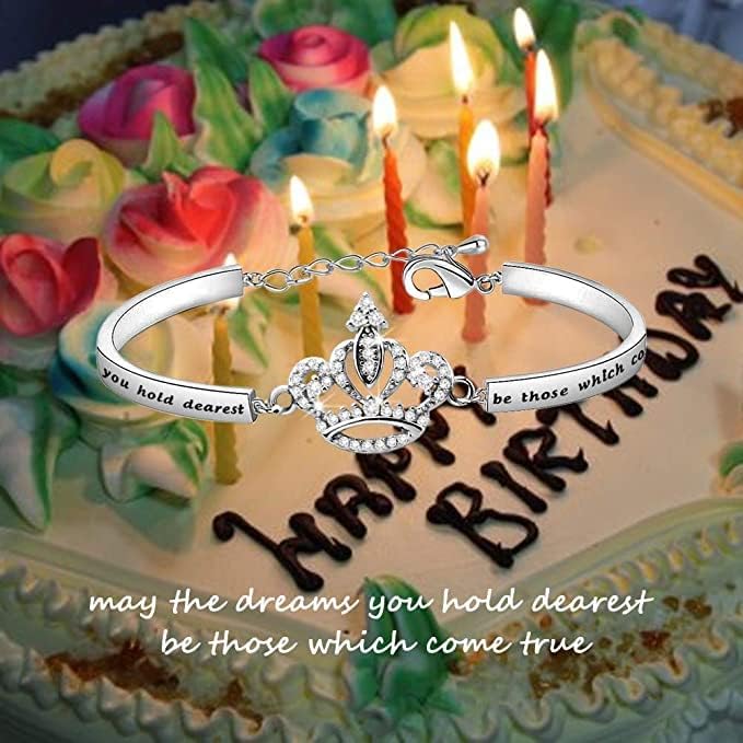 Miniatura 7 de LQRI Sweet 15 Gifts Girls Sweet 15 Jewelry Quinceañera Gift Princess Crown Bracelet May the Dreams You Hold Quearest Be those which come true