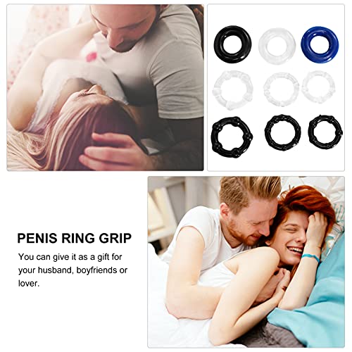 HEALLILY 9Pcs Silicone Pennis Ring Mannelijke Erectie Exerciser Scrotum Bondage Ring Verlengen Flirten Speelgoed Voor Mannelijke Volwassenen Lover Sm Bdsm Product - Image 8