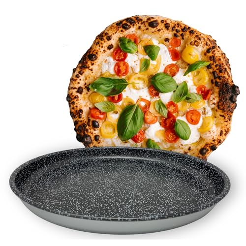 NAMAI Teglia Pizza Rotonda 36CM, Teglia Pizza Antiaderente, Alluminio, Rivestimento Antiaderente, Design Effetto Pietra, Teglia per Pizza Professionale (TEGLIA PIZZA ROTONDA, 36CM ROTONDA)