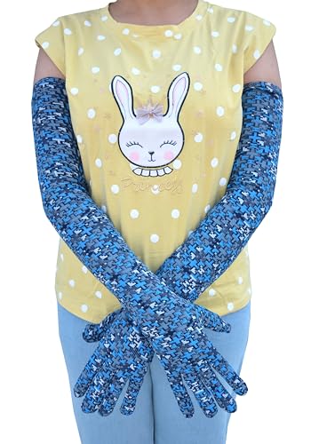 Image of Women's Driving Gloves, Printed Cotton Full Hand Summer Gloves for Protection from Sun Burn /Heat /Pollution (Pack of 1 Pair)