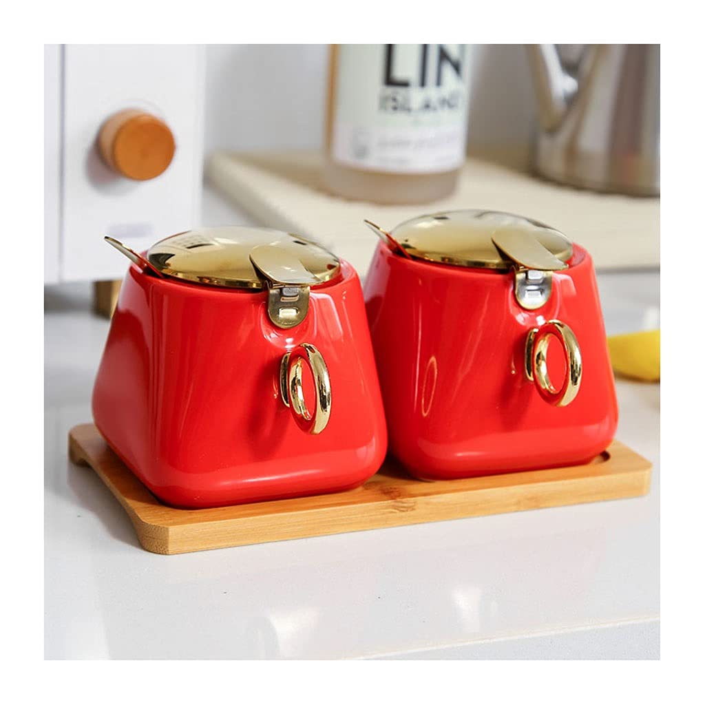 NZPOST Barattoli per spezie, Bottiglia per condimenti Rossa, Contenitore per condimenti, Scatola per condimenti in Ceramica, pentola per condimenti da Cucina, Molto Adatta per la casa