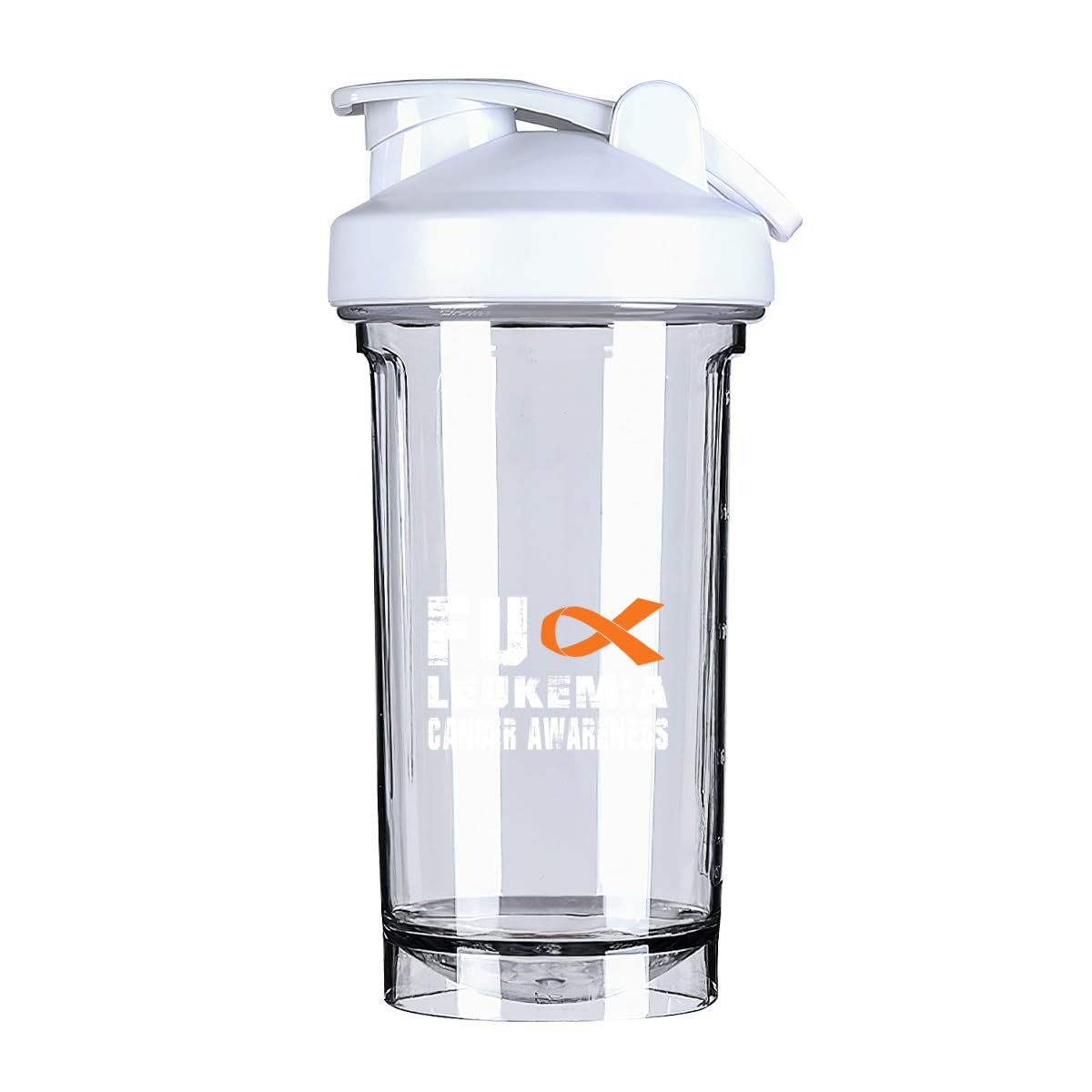 Fuck leukemia Cancer Awareness 18 Ounce Shaker Bottle Drink Mixer Leak-proof Pre Workout Protein Shakes Meal Replacement Shakes Bottles 500ML/18 Oz White