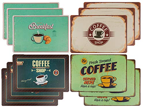 Bada Bing 12er Set Tischset Coffee Retro Look Frühstück Kaffee Retroschild Coffee Shop 35