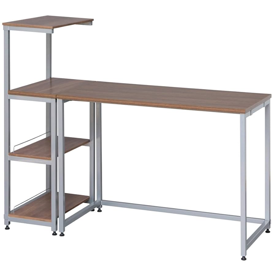 Amazon｜アイリスオーヤマ フリー デスク ブラウン/シルバー