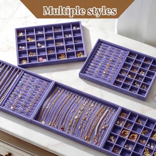 Image of Large Velvet Jewelry Tray Display Drawer Inserts 2 Pack