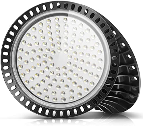 Viugreum 8 Pack 300W UFO LED High Bay Light, 30000LM Ultra Thin LED Warehouse Lighting 6500K Daylight White, IP65 Waterproof Commercial Bay Lighting Shop Area Workshop Garage Lights Fixtures