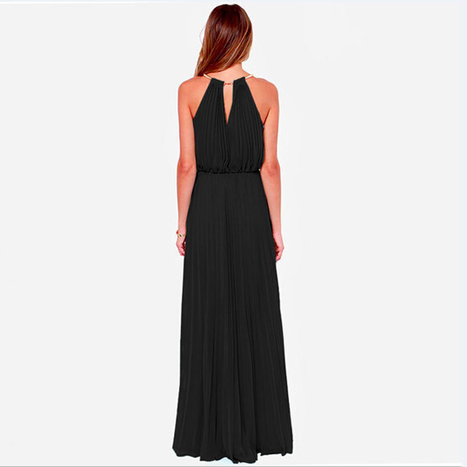 Vestido Elegante Mujer Verano Sin Mangas Casual Vestidos Largo Fiesta Sexy Cuello Halter Vestido de Cóctel Festivo para Mujer