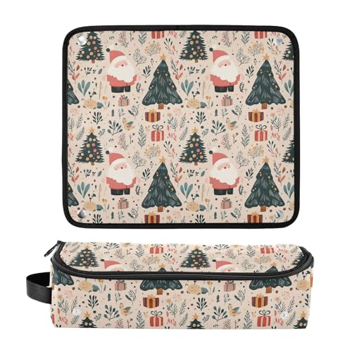 Bolsa de viaje resistente al calor para herramientas de cabello Santa Xmas Tree Marble, incluye tapete resistente para planchas y rizadores, organizador portátil para cuidado del cabello miniatura 3