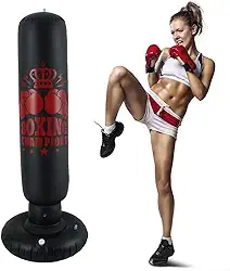 Saco de boxe de PVC para treinamento pesado com design de copo, saco de pancadas inflável de 153 cm de altura para adultos e crianças para ginástica em casa, exercícios ao ar livre