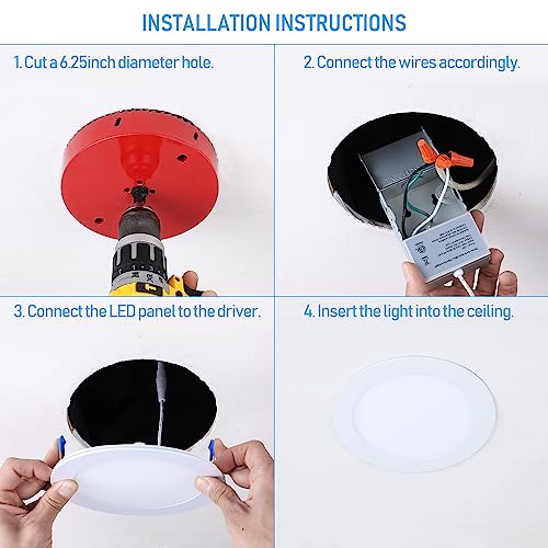 Torchstar Basic Series 12-Pack 12W 6 Inch Led Recessed Lighting With Junction Box, 5000K Daylight, 5%-100% Dimmable, Etl And Energy Star Certified #TOP6