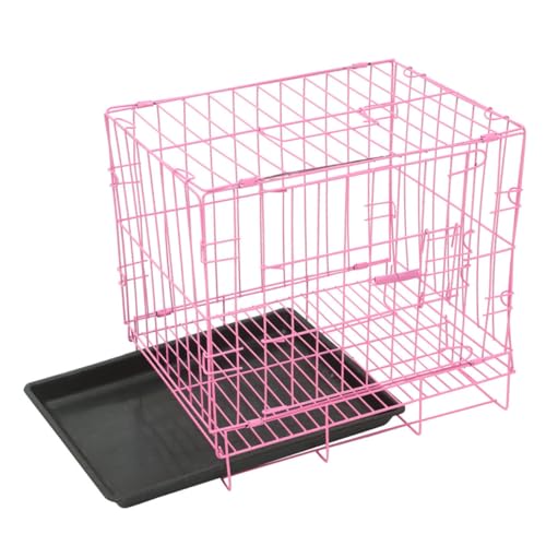 SEWACC 折りたたみ式ピンクワイッグケージ 耐摩耗性メタルペットキャリー 室内用小型犬 猫 うさぎ用 快適環境 簡単持ち運び収納