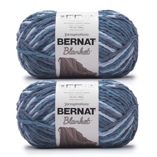 Bernat Blanket - 2 Pack of 220 Yards/10.5 oz Cozy Blue 100% Polyester Yarn