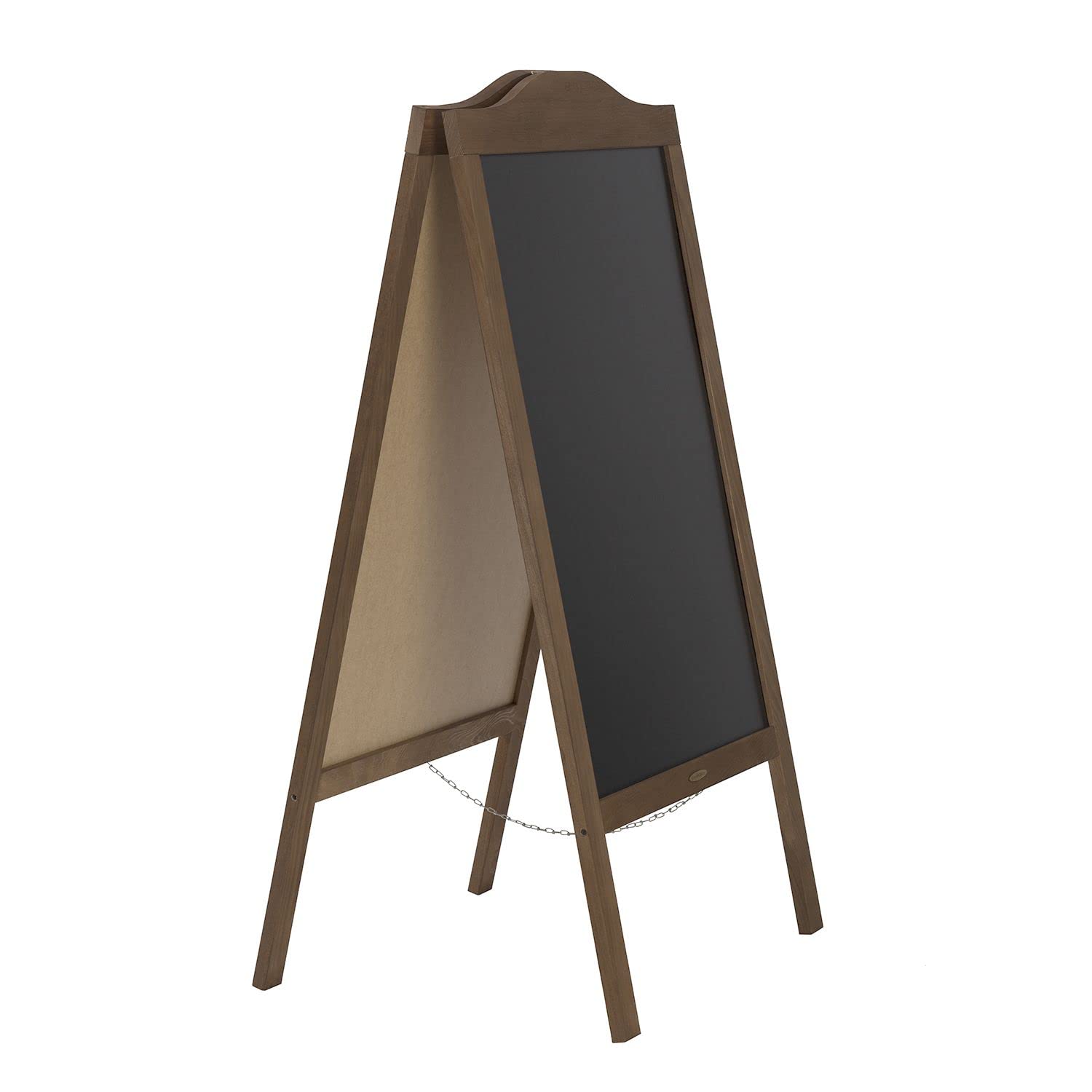 Panneau publicitaire exterieur en bois-étanche - forme rétro élégante- Chevalet Stop Trottoir pour restaurant- Double Face 120 x 60 cm - 6 kg-W, marron)