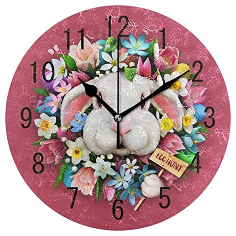 Use7 Happy Easter Floral Bunny Wall Clock Cover