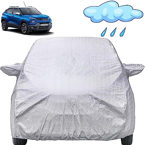 Image of Autofact Waterproof Car Body Cover Compatible with Tata Punch with Mirror Pockets (Shinning Silver).