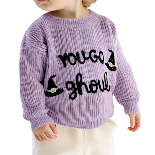 Image of Kutterild Baby Boy Girl Halloween Sweater Embroidery Long Sleeve Crewneck Knit Sweatshirt Toddler Fall Winter Pullover
