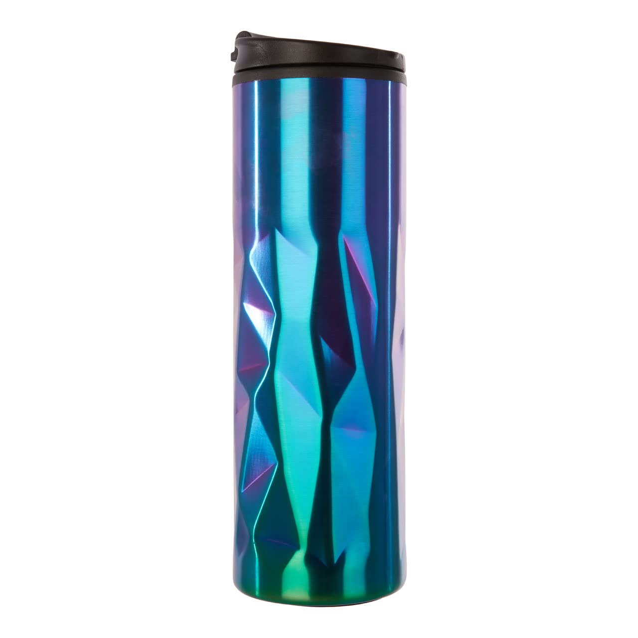Premier Housewares Oil Slick Finish 450ml Insulated Stainless Steel Mug | Traveling Mug with Lid | Heat-Resistant Travel Mug | Thermos Mug for Hot and Cold Beverages |Coffee Mug