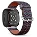 CJBROES Replacement Leather Watch Band, Compatible with Fitbit Versa 3 and Fitbit Sense of Wristband Bracelet Accessory - Knitted Colorful