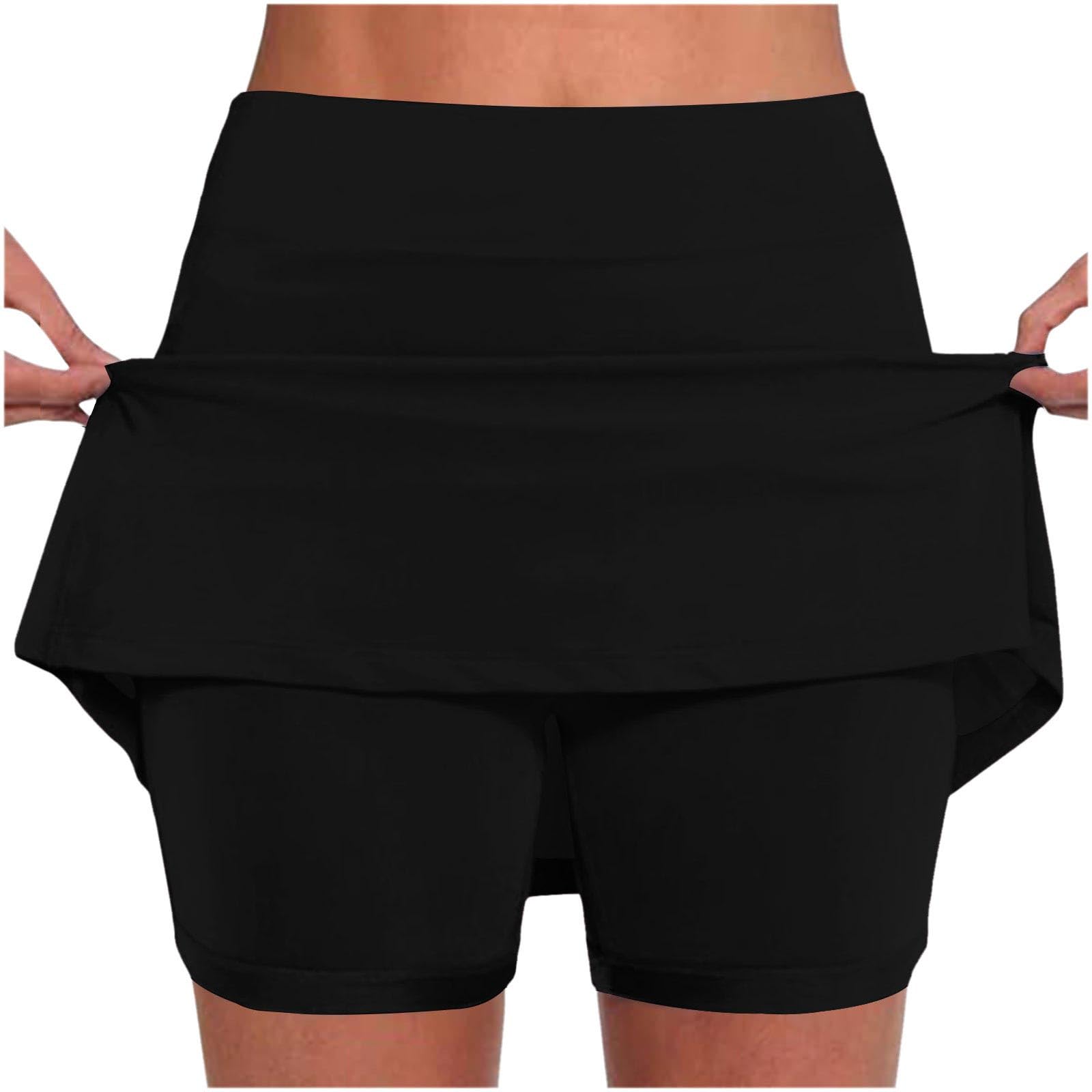 Skorts for Women Plus Size Tummy Control Legging with Skirts Casual High Waist Mini Skirts Athletic Tennis Short - 3