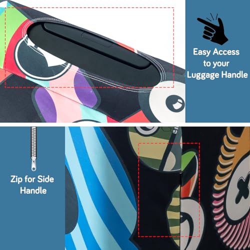 Image of HOKIPO Suitcase Covers for Trolley Suitcase, 220gsm Durable and Washable, Medium (21-22inch) - Funny Monsters (AR-6344-D9)
